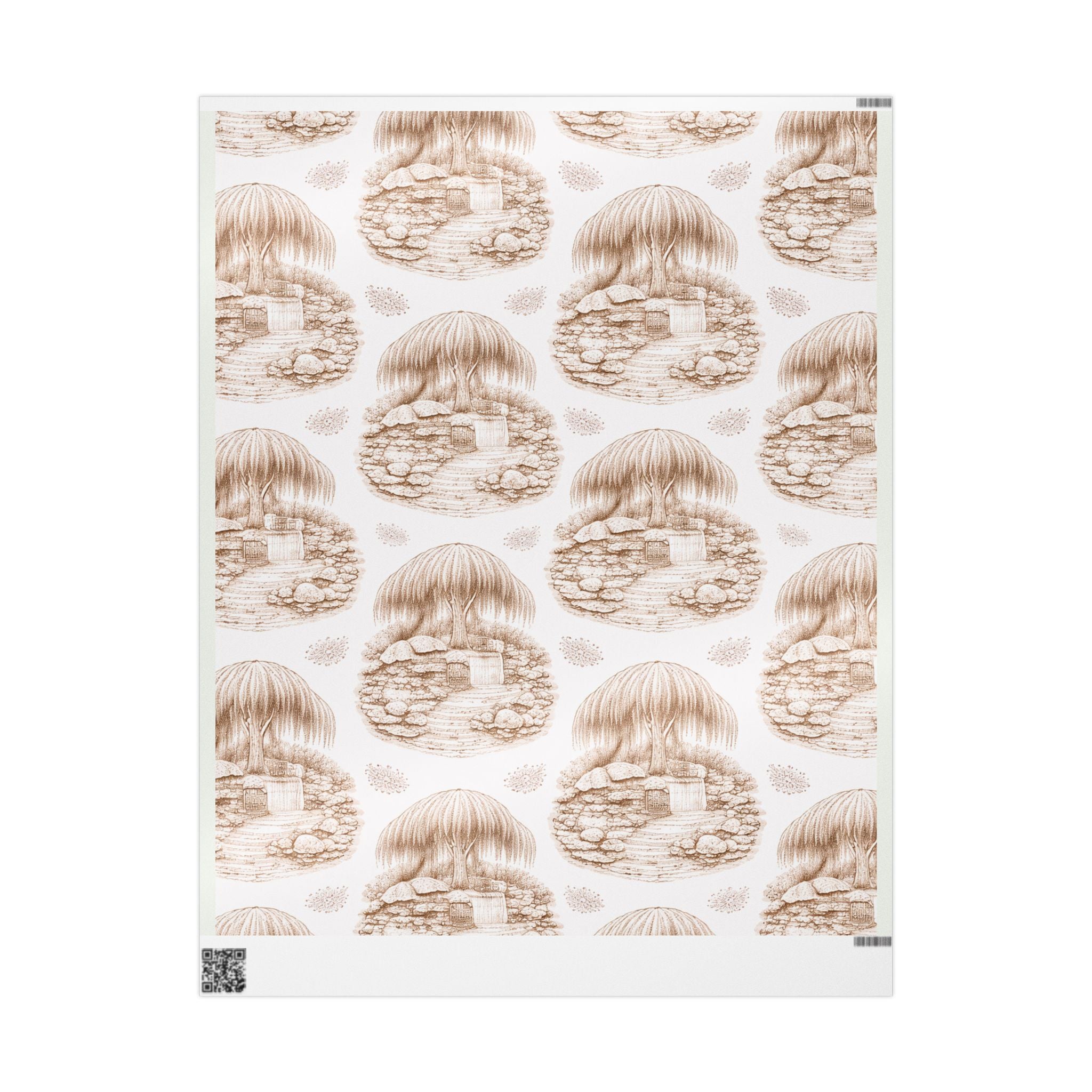 Vintage Cottage Gift Wrap — Hand-Drawn Woodland House Wrapping Paper
