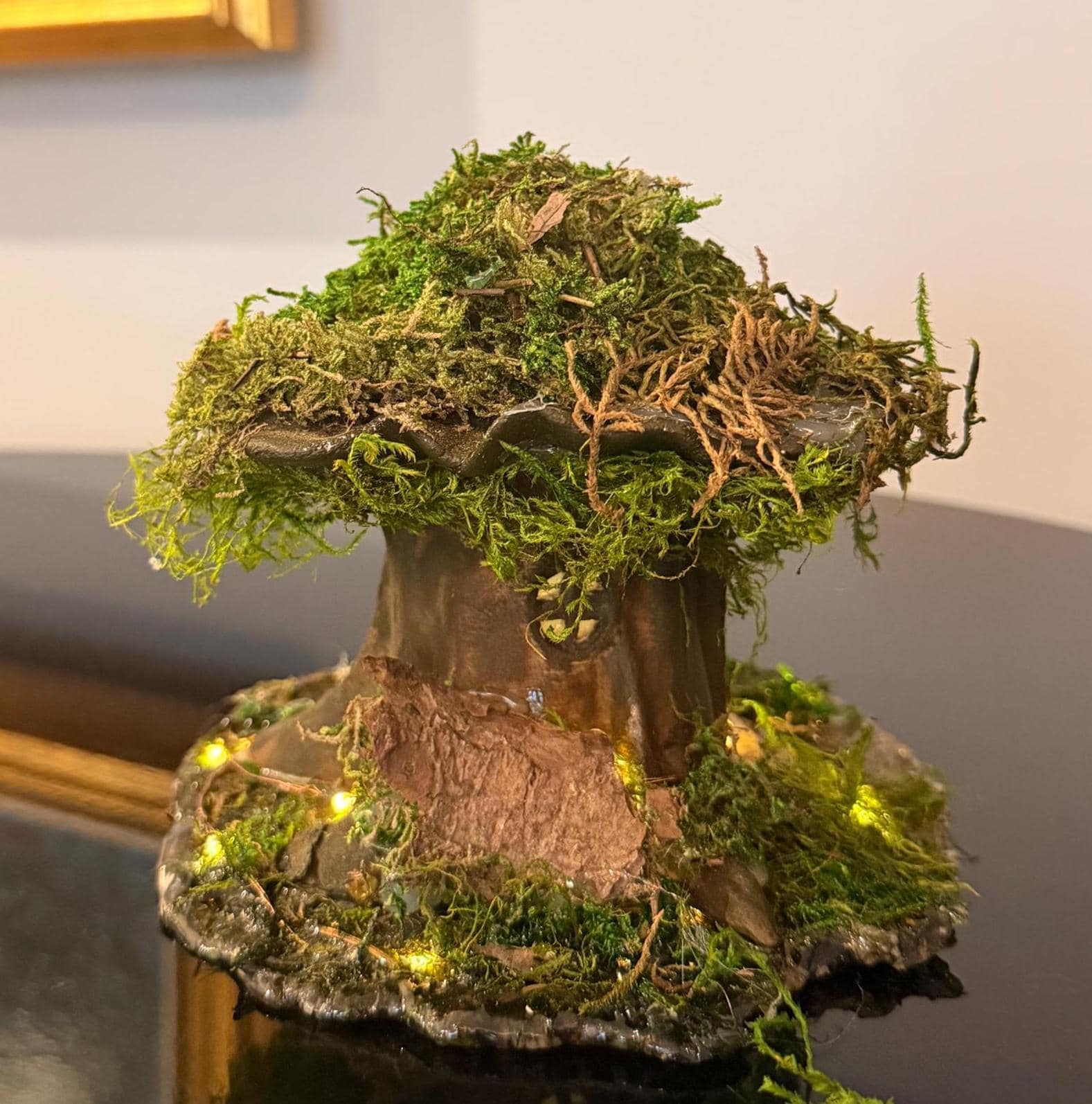 Handmade Moss Fairy Tree House • Cottagecore Sculpture