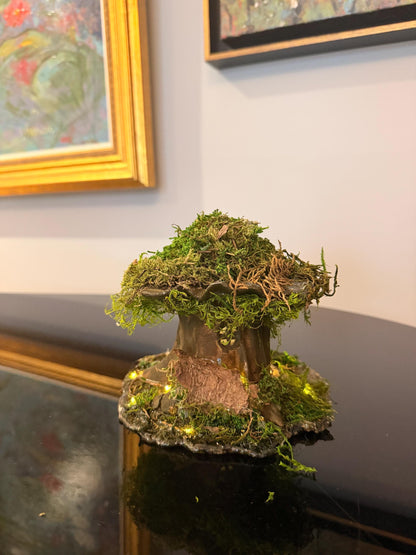 Handmade Moss Fairy Tree House - Enchanted Cottagecore Sculpture