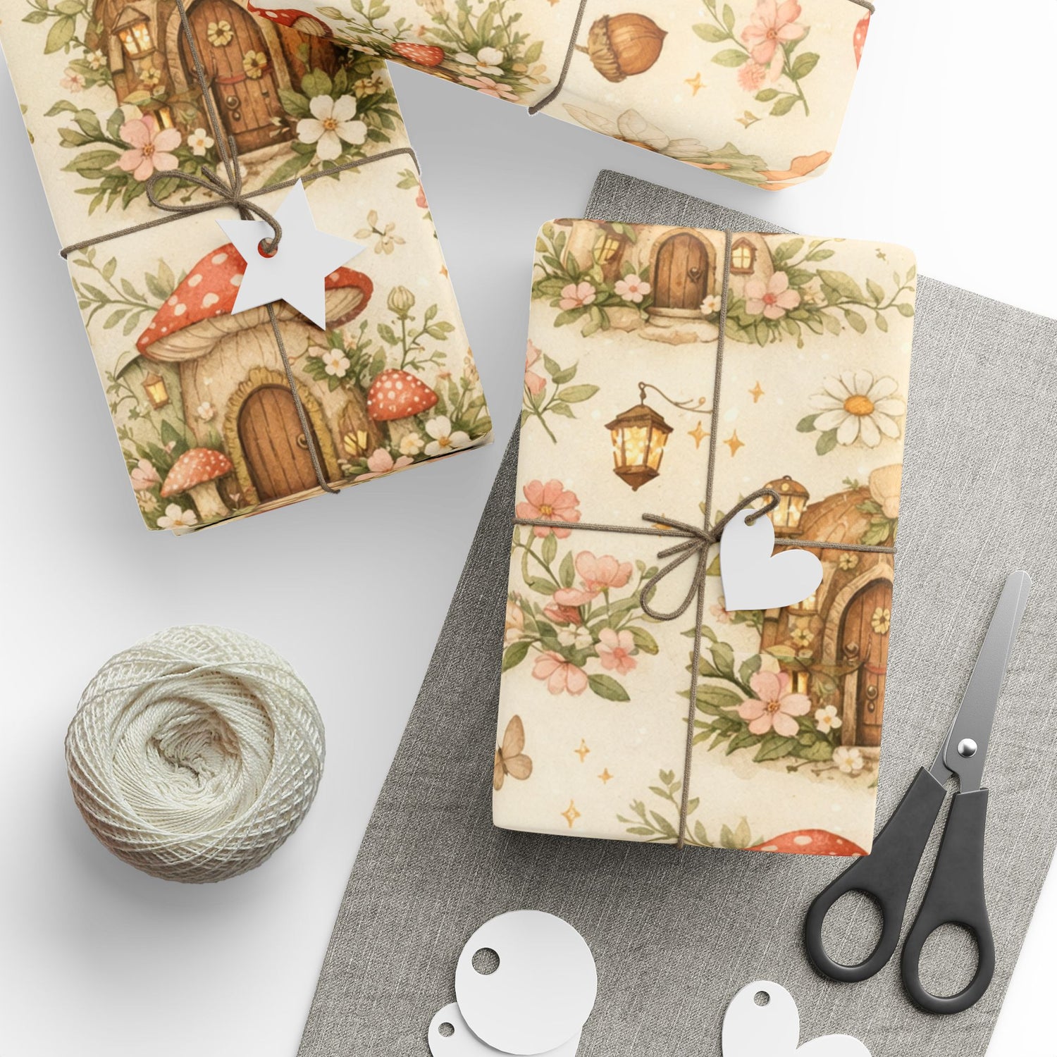 Botanical Mushroom Wrapping Paper Roll — Vintage Floral Gift Wrap for Nature Lovers