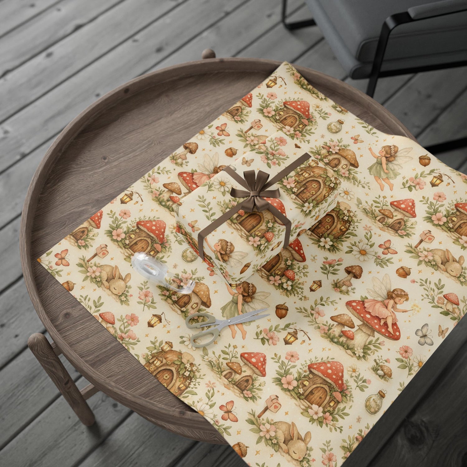 Botanical Mushroom Wrapping Paper Roll — Vintage Floral Gift Wrap for Nature Lovers