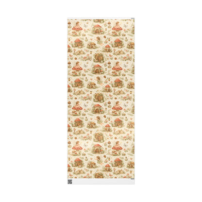 Botanical Mushroom Wrapping Paper Roll — Vintage Floral Gift Wrap for Nature Lovers