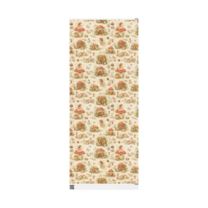 Botanical Mushroom Wrapping Paper Roll — Vintage Floral Gift Wrap for Nature Lovers