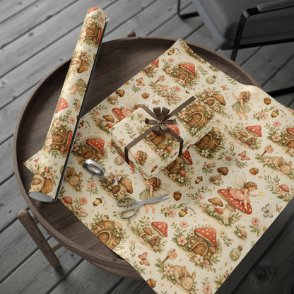 Botanical Mushroom Wrapping Paper Roll — Vintage Floral Gift Wrap for Nature Lovers