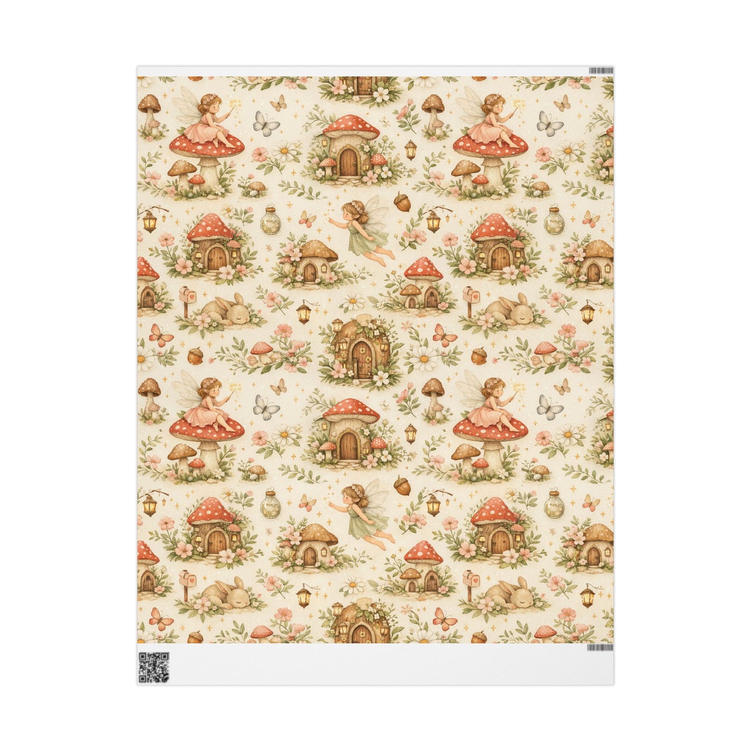 Botanical Mushroom Wrapping Paper Roll — Vintage Floral Gift Wrap for Nature Lovers