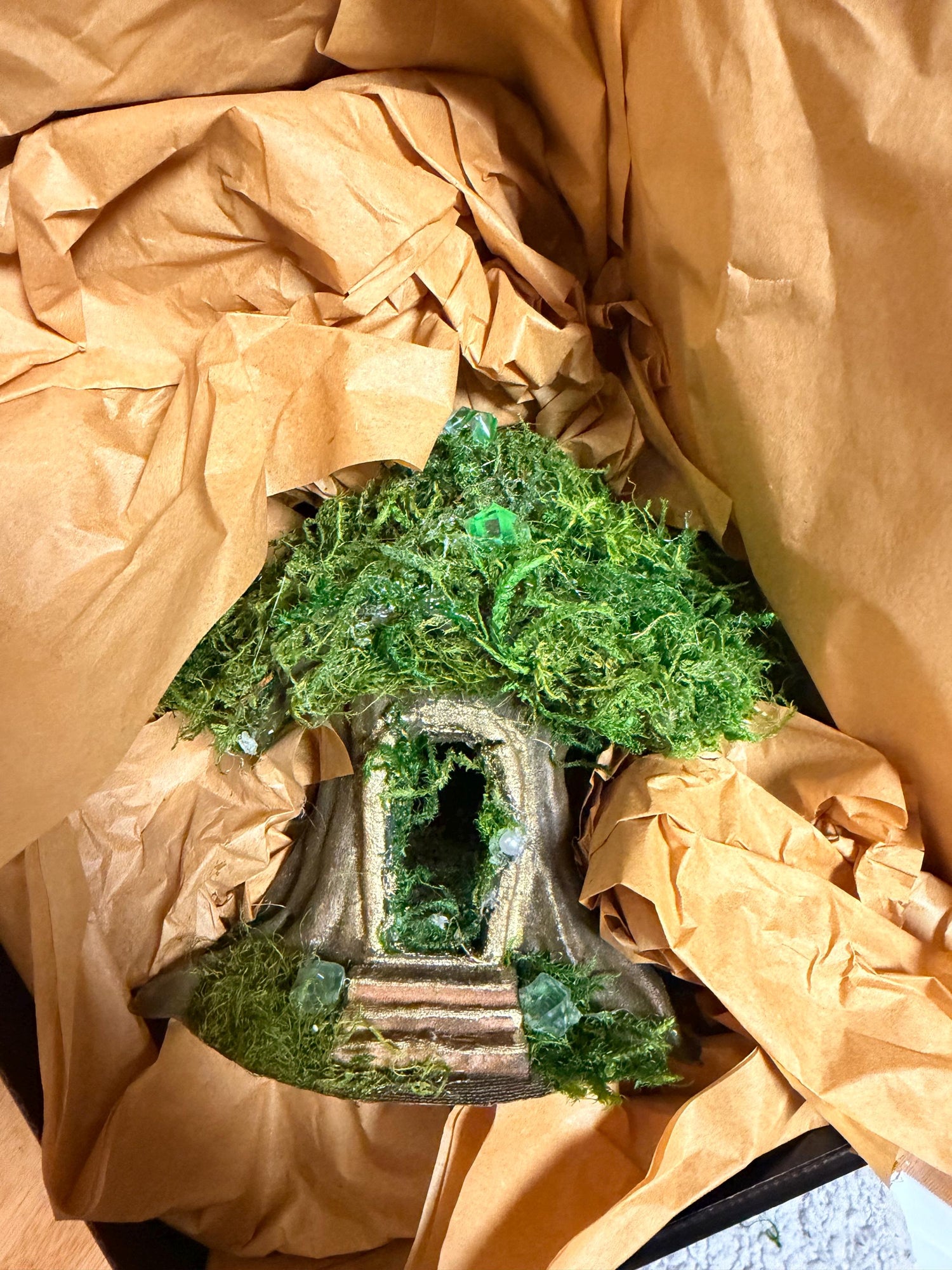 Handmade Moss Fairy Tree House - Enchanted Cottagecore Sculpture