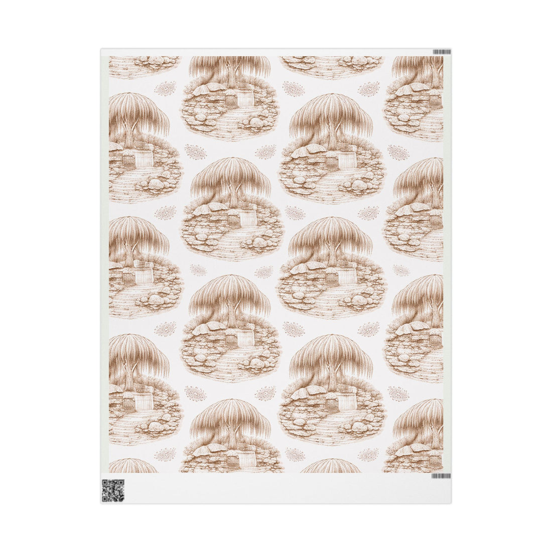 Vintage Cottage Gift Wrap — Hand-Drawn Woodland House Wrapping Paper