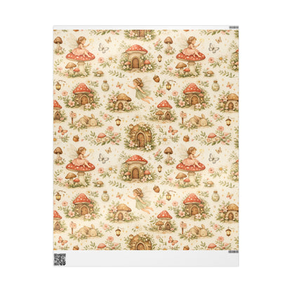 Botanical Mushroom Wrapping Paper Roll — Vintage Floral Gift Wrap for Nature Lovers