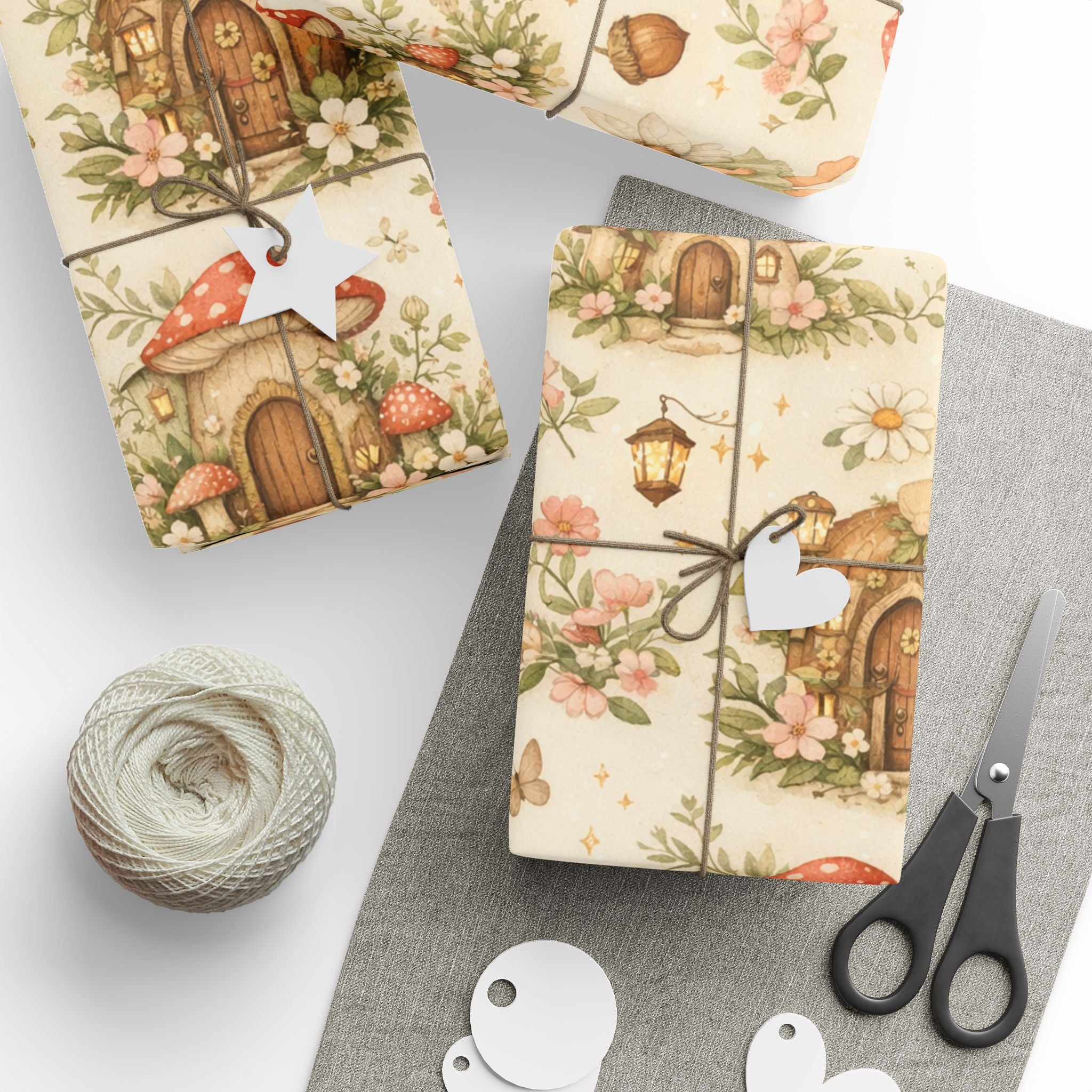 Botanical Mushroom Wrapping Paper Roll — Vintage Floral Gift Wrap for Nature Lovers