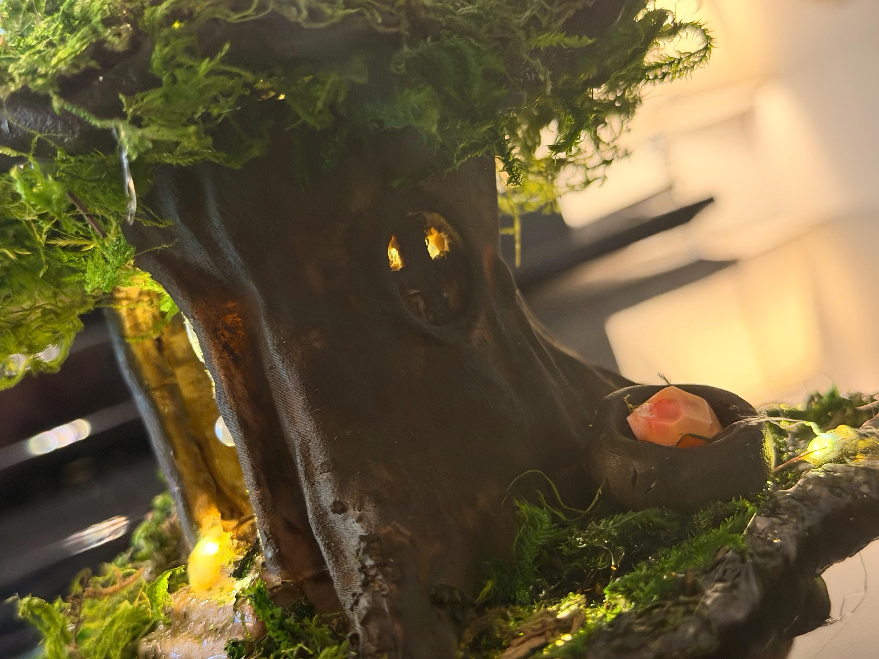 Handmade Moss Fairy Tree House - Enchanted Cottagecore Sculpture