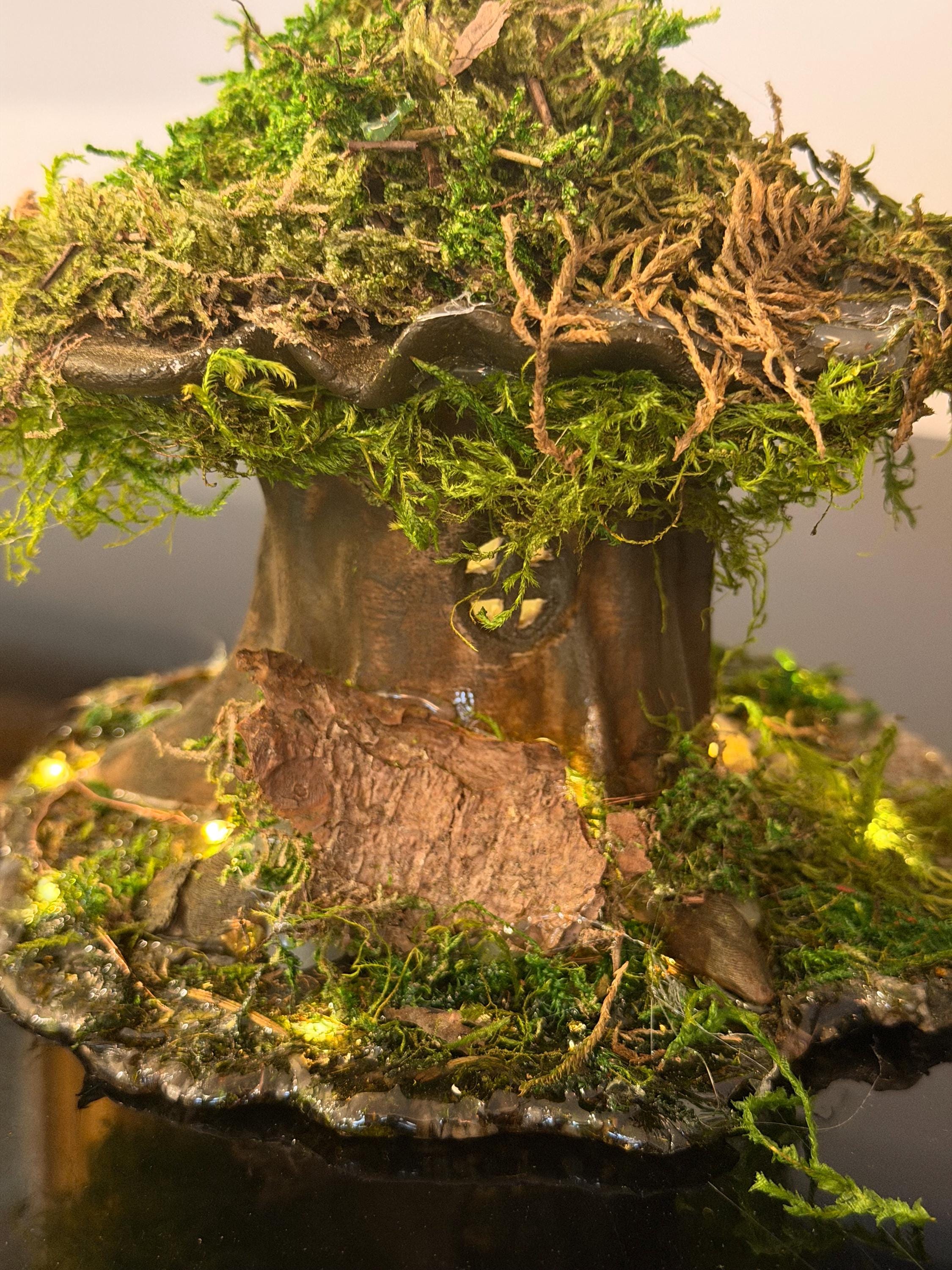 Handmade Moss Fairy Tree House - Enchanted Cottagecore Sculpture