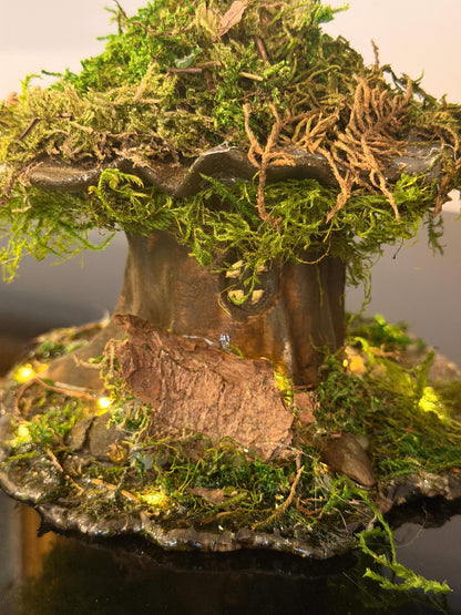 Handmade Moss Fairy Tree House - Enchanted Cottagecore Sculpture