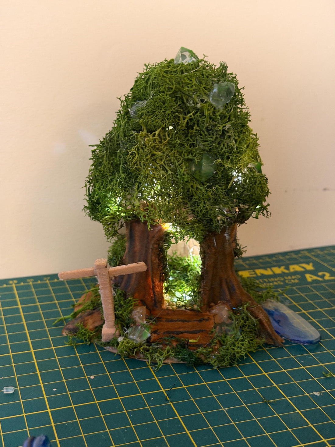 Handmade Moss Fairy Tree House - Enchanted Cottagecore Sculpture