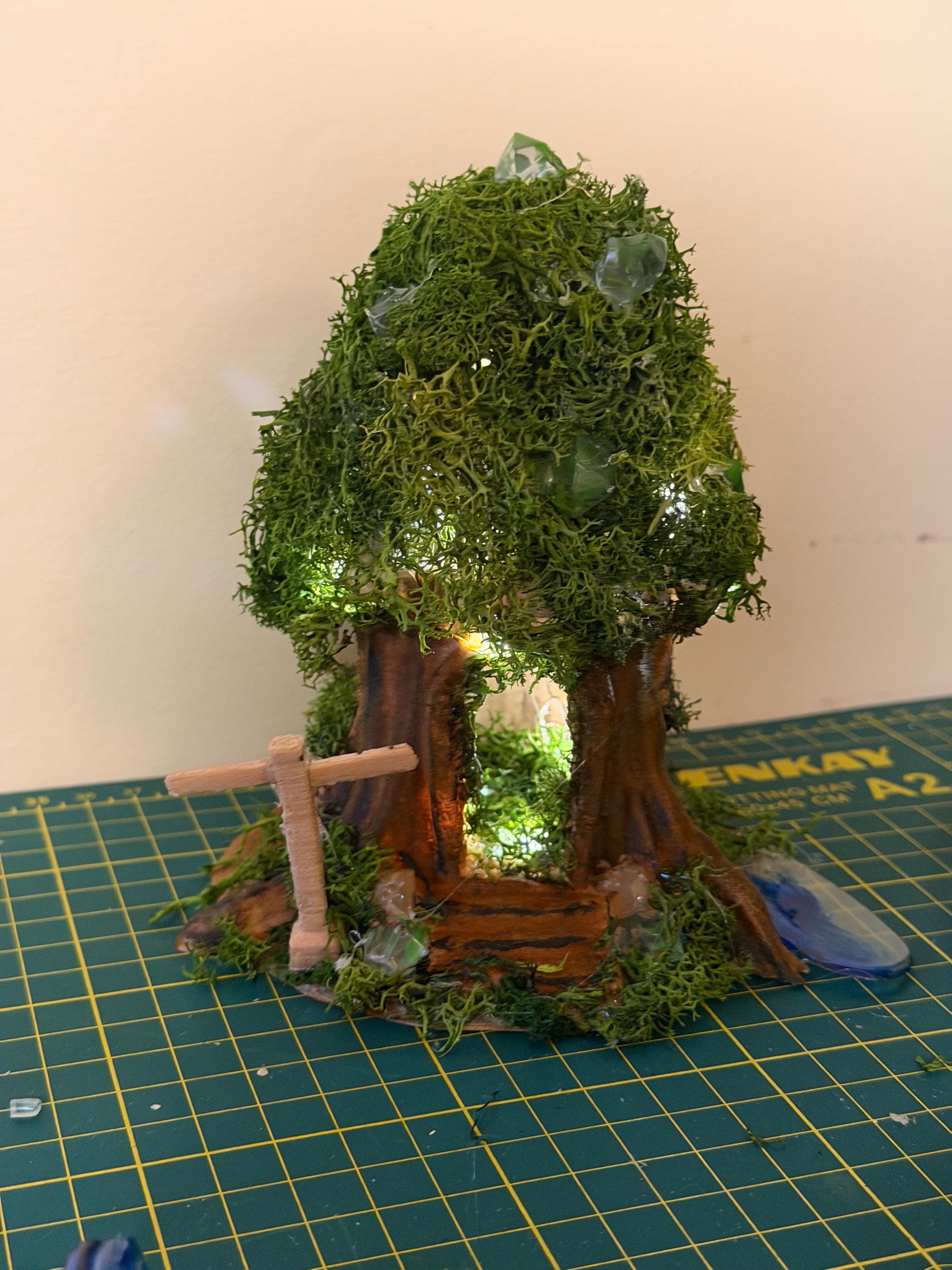 Handmade Moss Fairy Tree House - Enchanted Cottagecore Sculpture