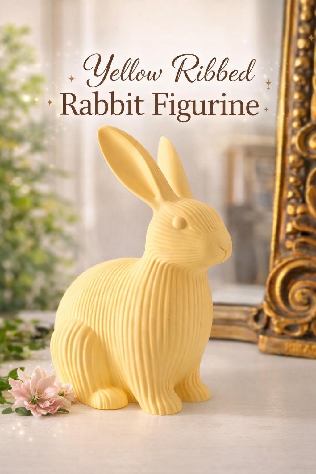 Ribbed Bunny Sculpture – 3D Printed Rabbit Decor – Modern Minimalist Easter Home Accent