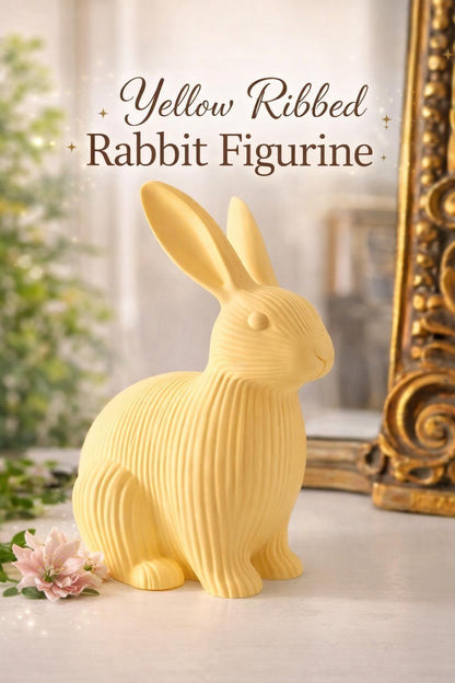 Ribbed Bunny Sculpture – 3D Printed Rabbit Decor – Modern Minimalist Easter Home Accent
