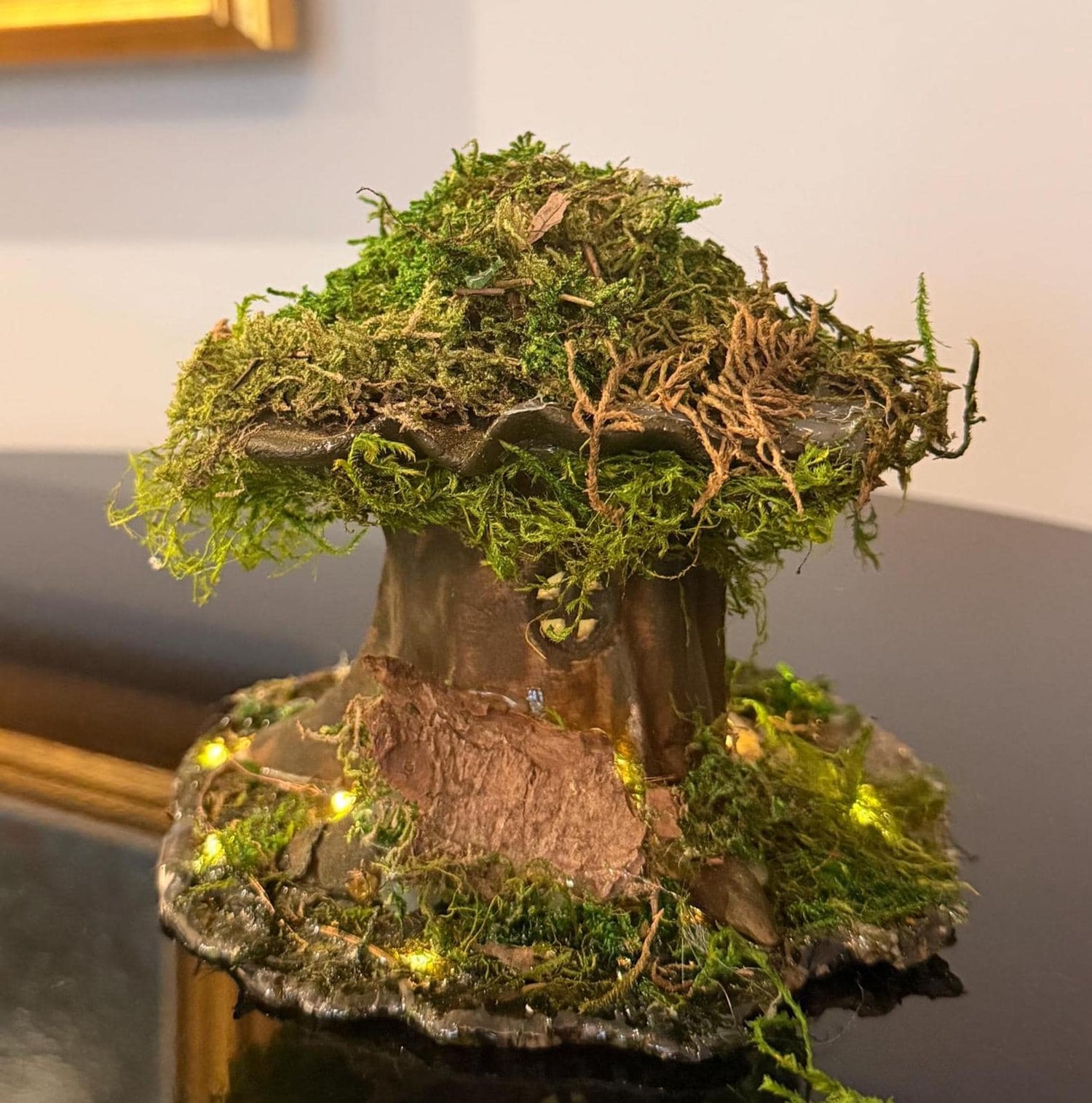 Handmade Moss Fairy Tree House • Cottagecore Sculpture